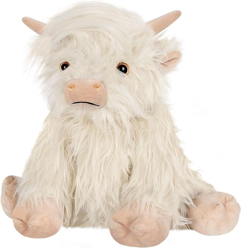 SUZZIPAD White Highland Cow Stuffed Animal, Microwave Plushies for Girls, Cute