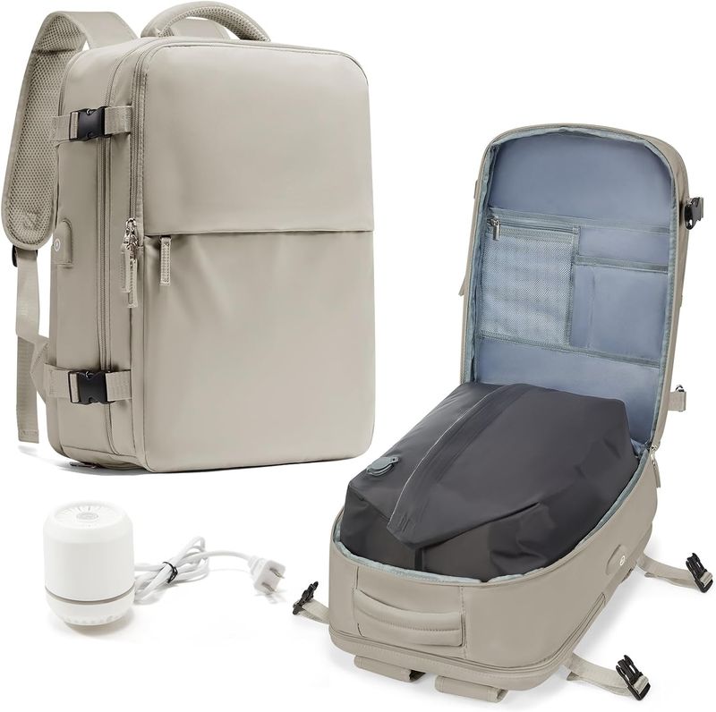 SEAFEW Vacuum Travel Backpack with Travel Pump, Waterproof Women & Men'S