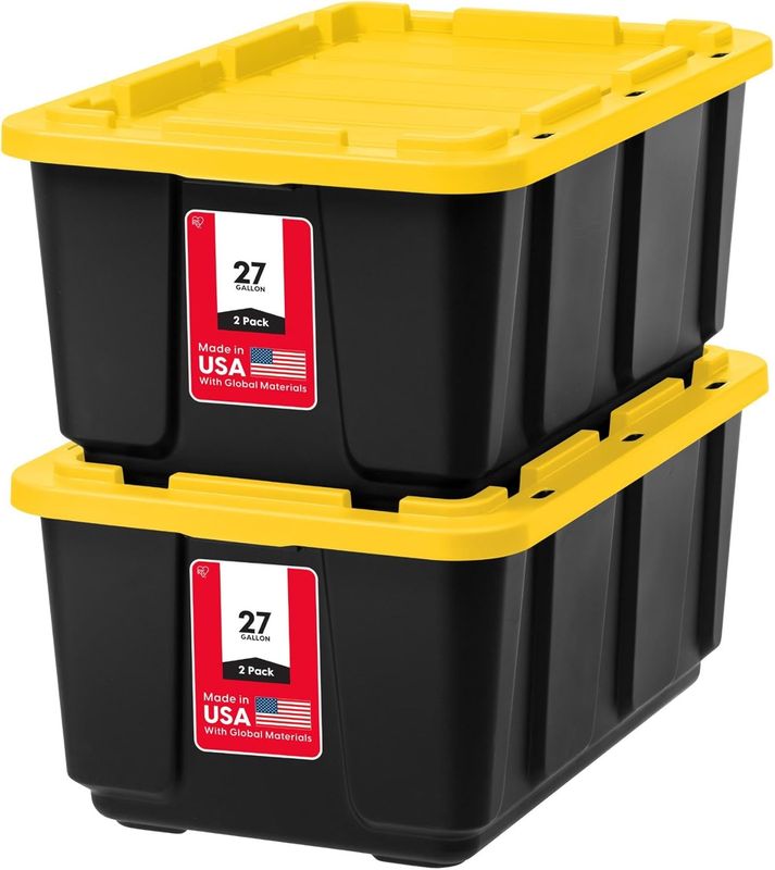 IRIS USA 2pk 27 Gallon Storage Bins w/Lids |Made in USA| MISSING: 2 lids