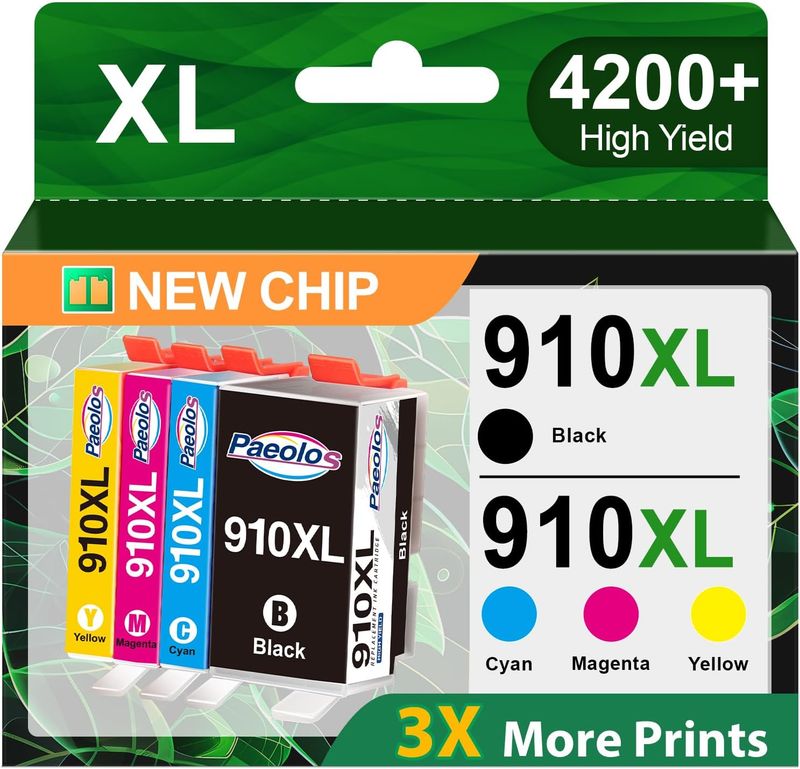 910XL Ink Cartridges for HP Printers Latest Chip Replacement for HP 910XL Ink