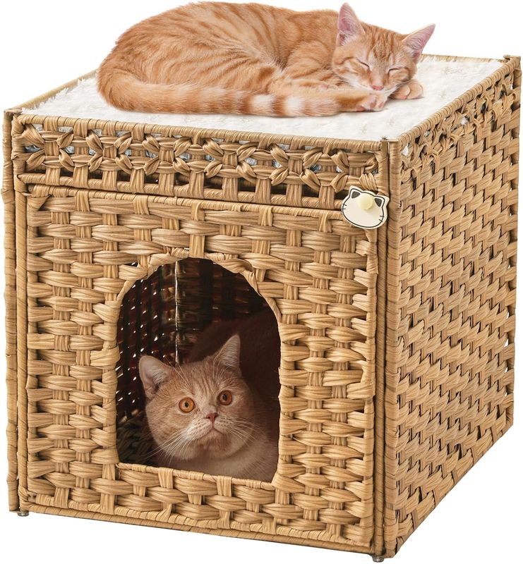 SETVSON XL Cat Beds for Indoor Cats, Pet Cube, Handwoven 18.5 x 20.5 x 19.1