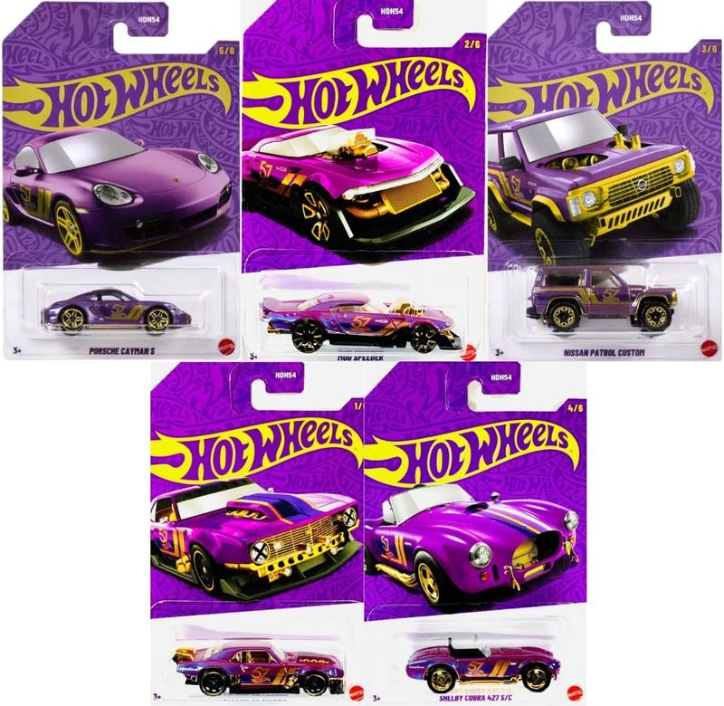 Mattel Hot Wheels Pearl & Chrome, 57th Anniversary Collection, Set of 5 Die-Cast