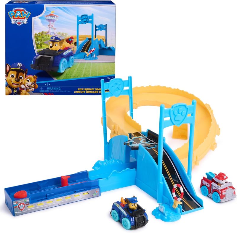 PAW Patrol Pup Squad Track Set, Looping Track Playset & Vehicle Launcher