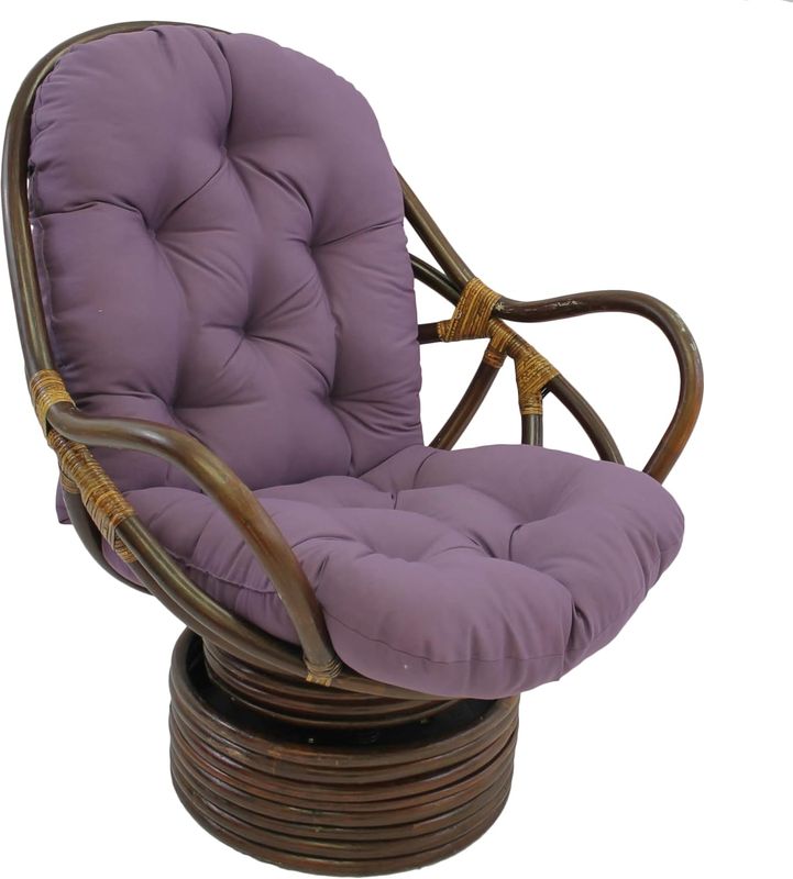 Blazing Needles Solid Twill Swivel Rocker Chair Cushion, 48 inchx24 inch, Grape