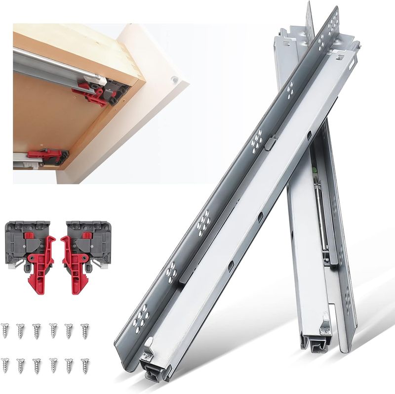 knobelite 2 Pairs, 21 inch Undermount Self Soft Close Full Extension Drawer Rails