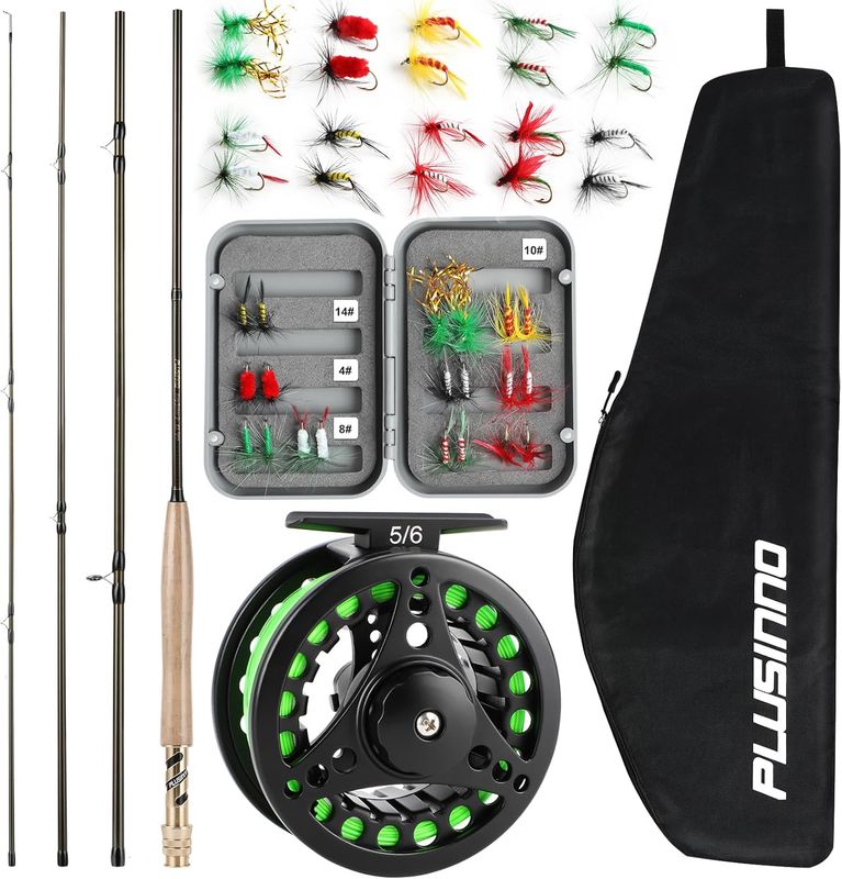 PLUSINNO Fly Fishing Rod and Reel Combo MISSING FLIES/FLY BOX