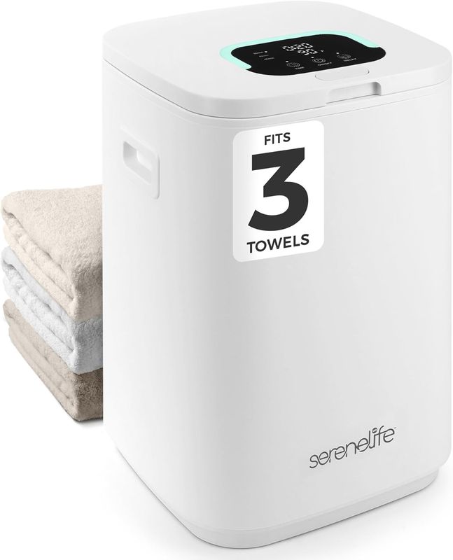 SereneLife Compact 23L Bathroom Towel Heater with Essential Oils Disc Holder