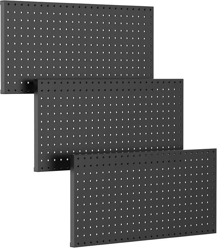 TORACK 3 Set Metal Pegboard Panels for Wall Garage Utility Tools Storage, Black
