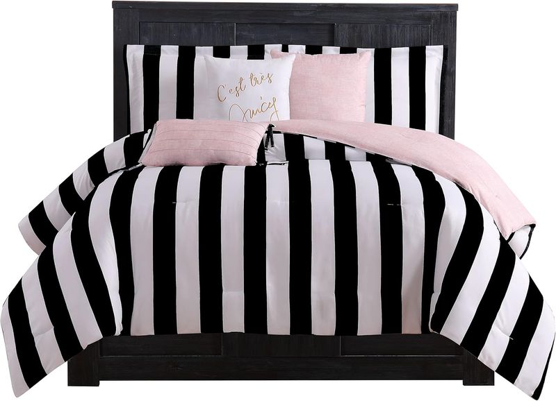 Juicy Couture Cabana Stripe Reversible Bedding Set - Queen Size
