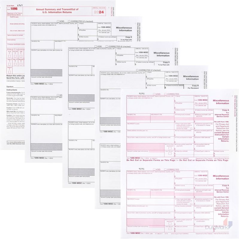 1099 MISC Forms 2025 Laser Tax Forms 4 Part Kit for 25 Individuals