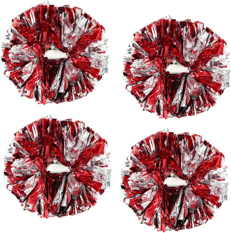 4Pcs Metallic Cheerleading Pom Poms, Creatiee 2 Pair Cheerleader Cheering Squad