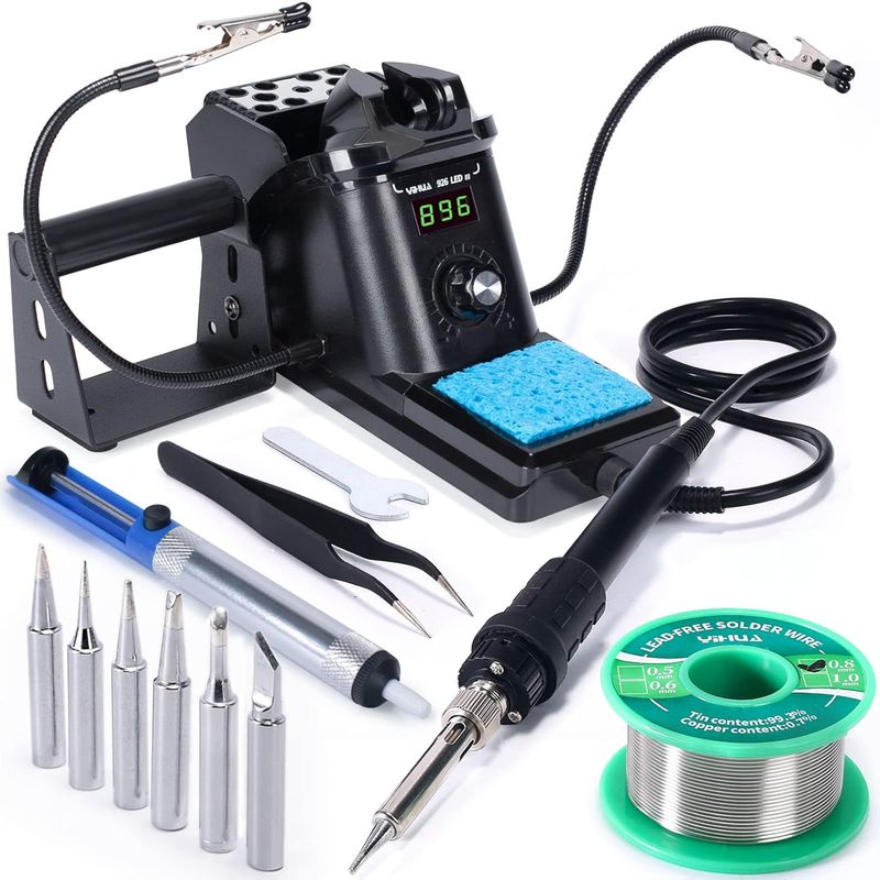 YIHUA 926 III 60W Digital Display Soldering Iron Station Kit w 2 Helping Hands