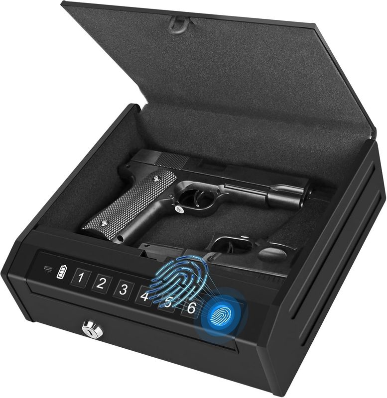 BBRKIN Fingeprint Gun Lock Box for Car, Black