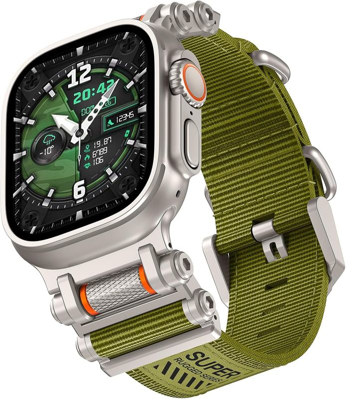 TAURI Nylon for Apple Watch Ultra 3/2 Bands 49mm, Rugged Nylon Braided Strap
