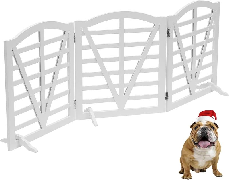 Wooden Dog Gate Freestanding Pet Gate Foldable Pet Gate for Dogs,Indoor Dog
