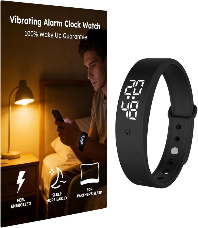 Vibrating Alarm Clock Watch for Heavy Sleepers, Silent Wake Up Bracelet & Smart