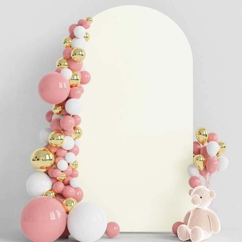 Wokceer 7.2FT Wedding Arch Backdrop Cover Spandex Fitted Ivory Arch Covers Round