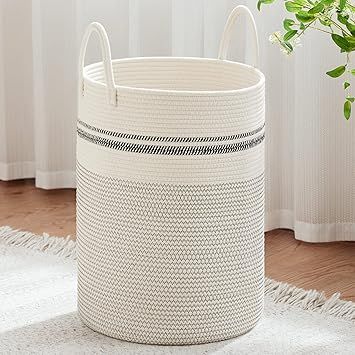 VIPOSCO Large Laundry Hamper, Tall Woven Rope Storage Basket for Blanket