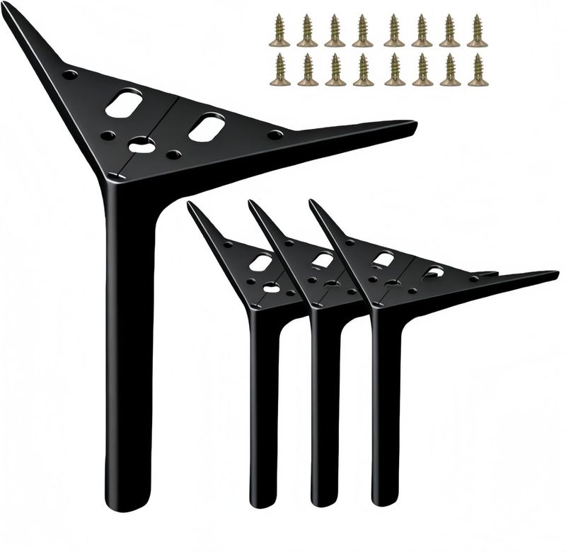 SWTOOL 7 Inch Matte Black Metal Furniture Legs Heavy Duty Triangle Furniture