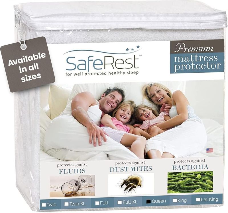 SafeRest Waterproof Queen Size Mattress Protector - Fitted with Stretchable