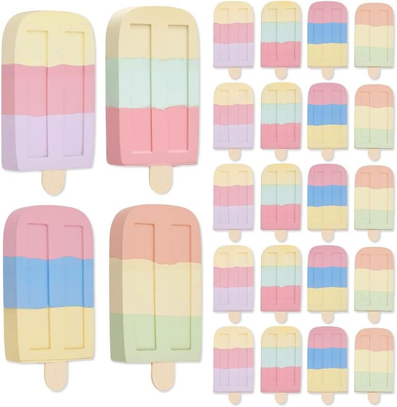 AHANDMAKER 24pcs Dust Free Ice Cream Sidewalk Chalk 4 Colors Bulk Outdoor Chalk