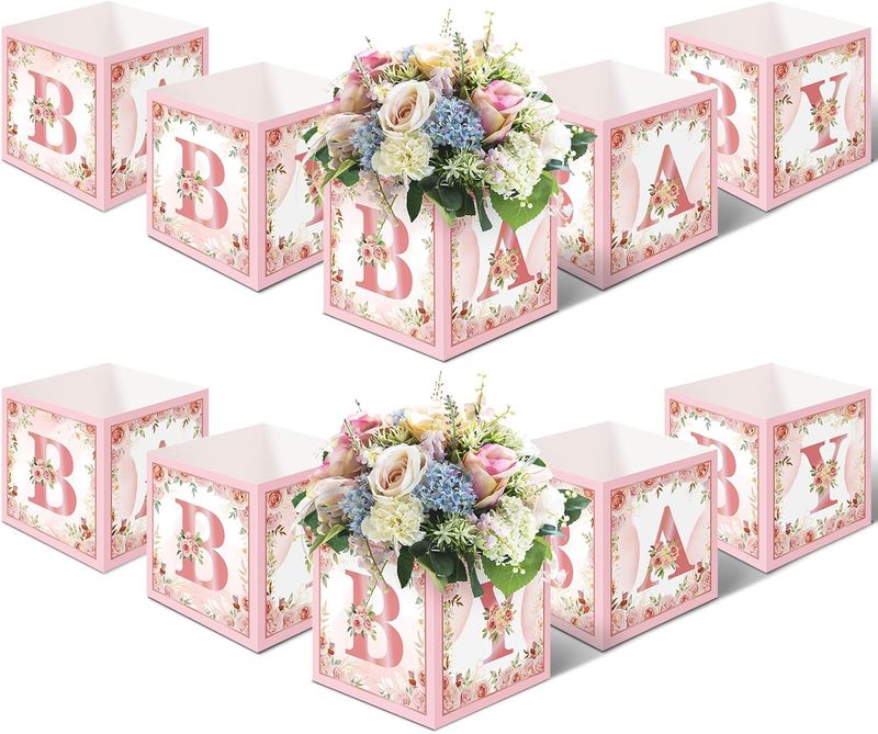 Jetec 10 Piece 7x 7x 7 inch Baby Shower Centerpiece Boxes Baby Shower Party