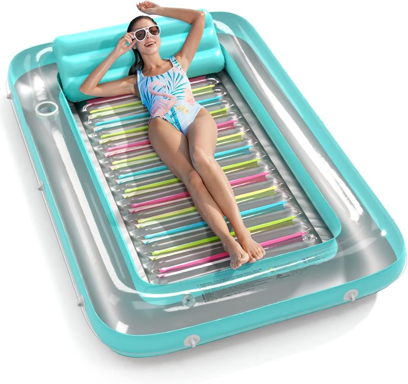 Jasonwell 4 in 1 Inflatable Tanning Pool Lounger Float - Sunbathing Lounge