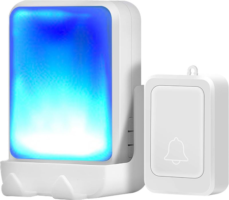 Loud Flash Doorbell with 7 Colors of Bright Light and 4 Volumes, Wireless