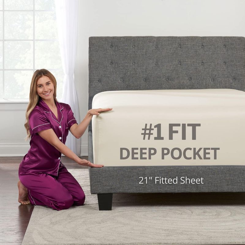 TWIN XL Deep Pocket Fitted Sheet – 17” - 21” Inch + Extra Deep Pocket Fitted