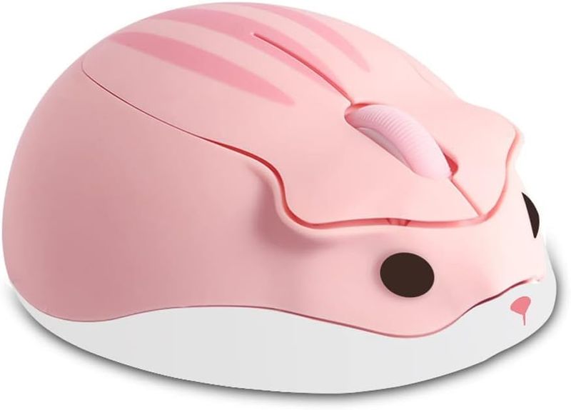 Wireless Mouse Pink Bluetooth Cute Hamster Shape Kawaii Portable Silent