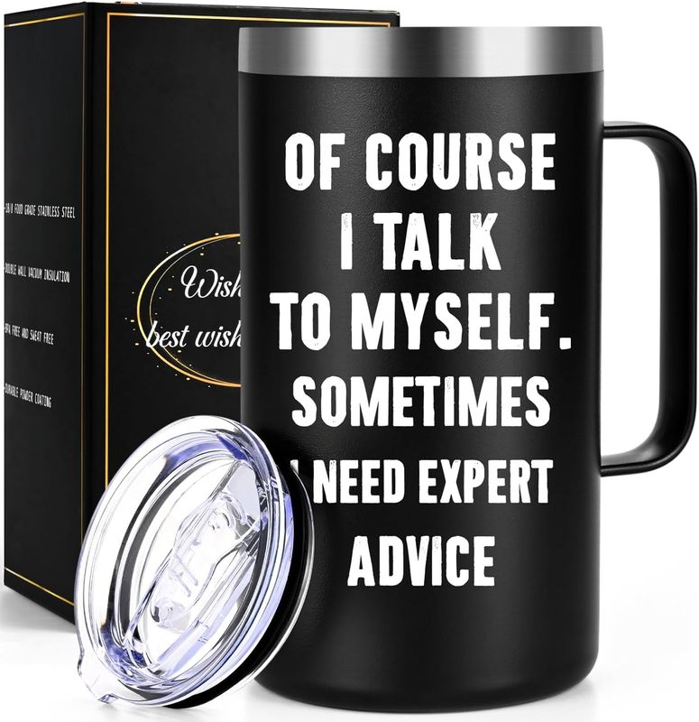 Qtencas White Elephant Gifts for Adults, Of Course I Talk To Myself, 20oz