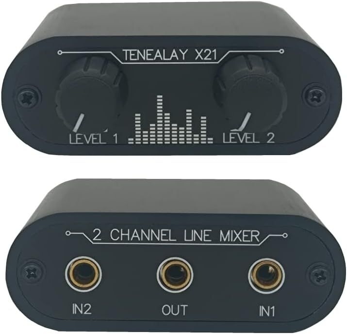 TENEALAY 2 Way Audio mixer 3.5mm Un-powered mixer, 2 to 1 Stereo aux 3.5mm line