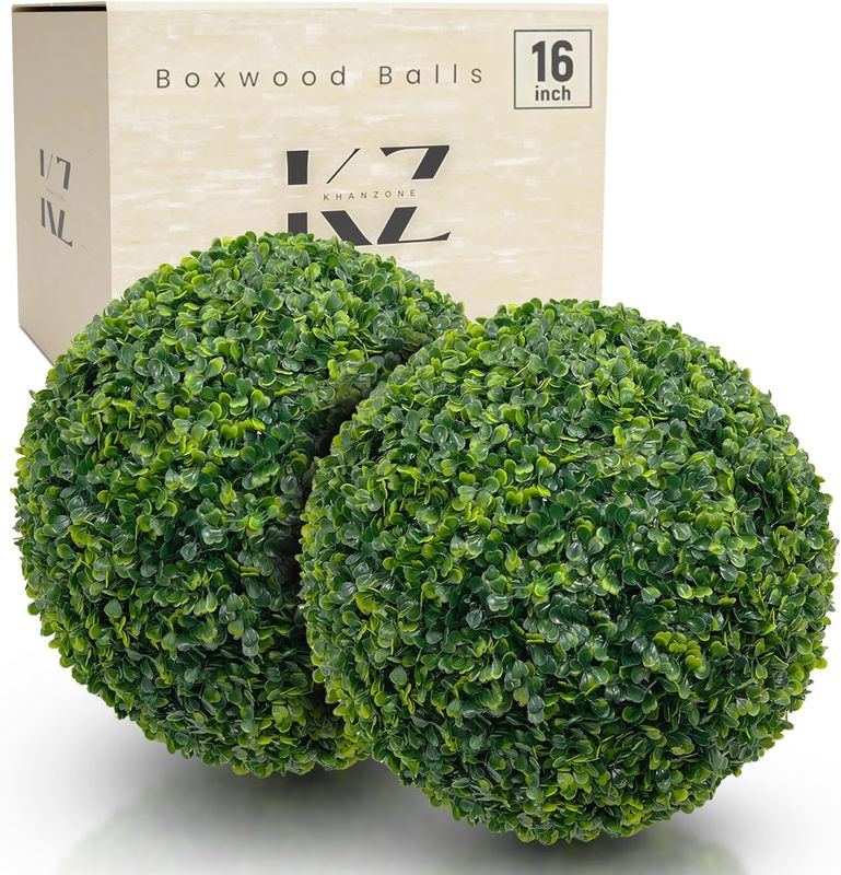 Faux Topiary Boxwood Plant – 2 Pieces  Artificial Boxwood Topiary Plant