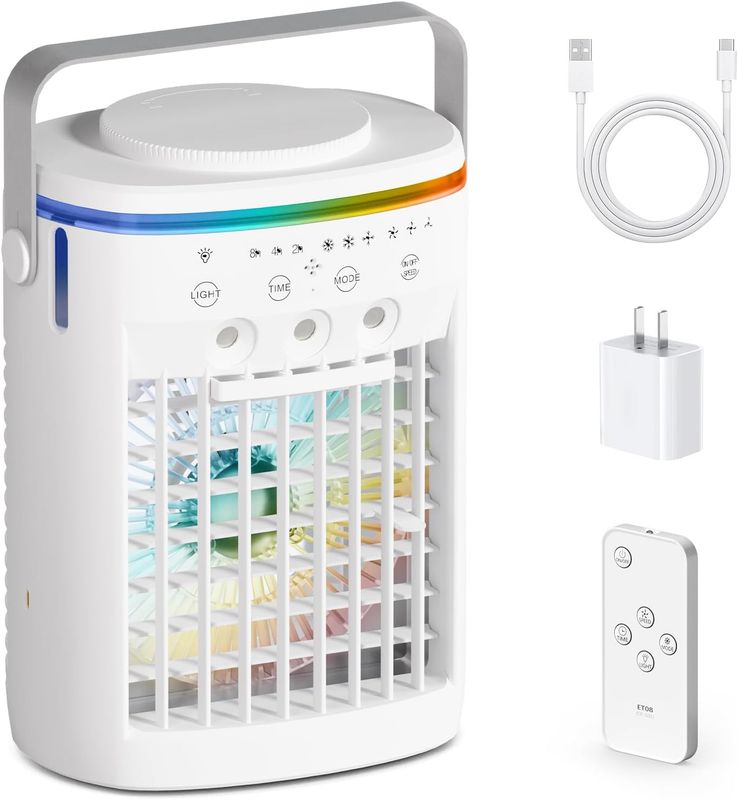 Portable Air Conditioner,Cooling Fan with 3 Speeds &3 Modes,2-8H Timer