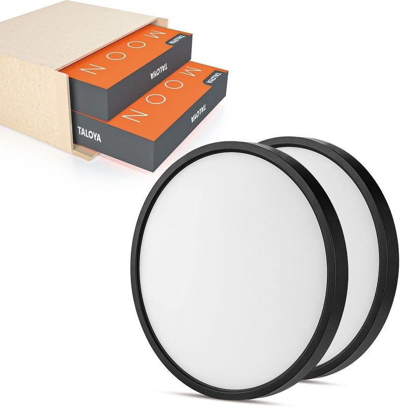 TALOYA Surface Mount LED Ceiling Light 12 inch 2Pack Black Shell, Equivalent to 200W