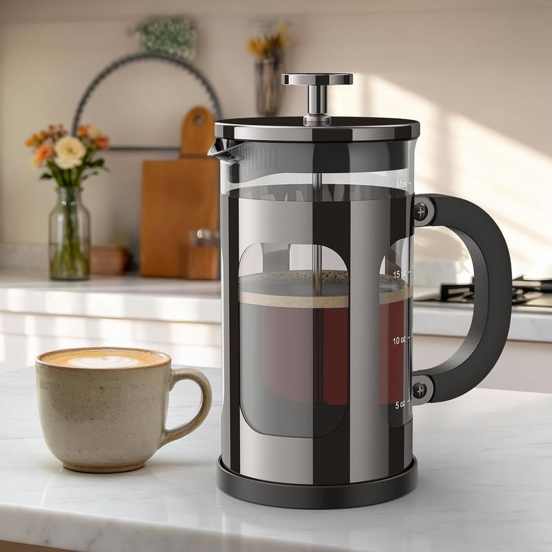 Veken French Press Coffee Maker 21oz 0.6 L, Single Serve Small Pot, Heat