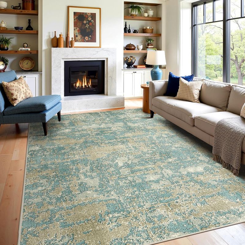 WITSHOCK 8x10 Area Rugs for Living Room: Washable Abstract Large Rug for Dining