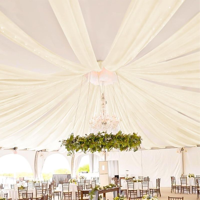 Showgeous Ivory Ceiling Drapes 8 Panels 5ftx30ft Wedding Ceiling Drapes Wedding