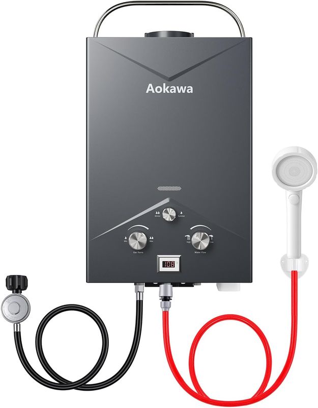 Aokawa Portable Propane Tankless Water Heater, 1.78 GPM On-Demand Hot Water