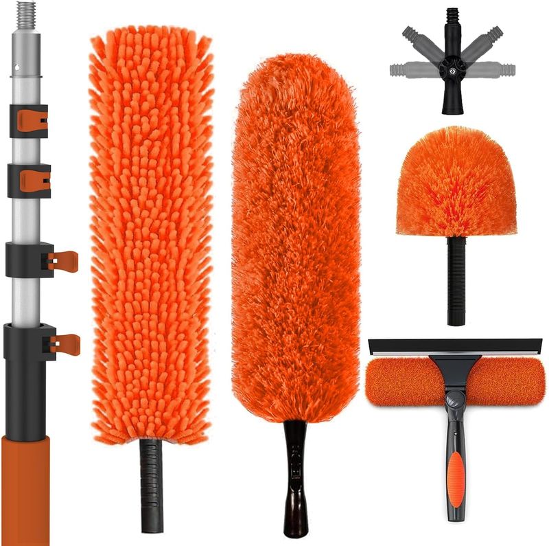 SISUPASSIE 20FT Reach High Ceiling Duster Kit, Window Cleaning kit with 3-12FT