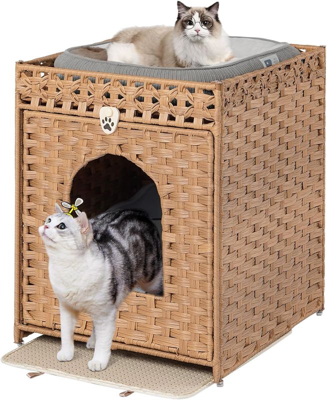 Snughome Cat Litter Box Enclosure Furniture Hidden with Litter Mat