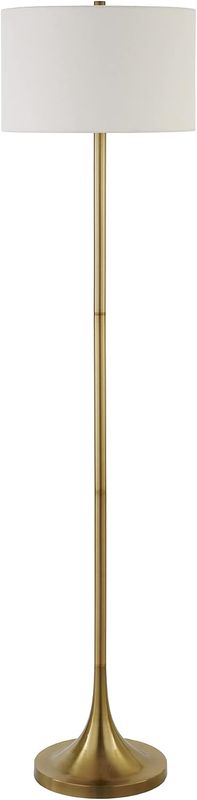 Josephine 62 inch Tall Floor Lamp with Fabric Shade in Brass/White