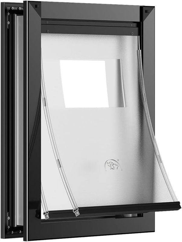 [MAVRICPOWER] Aluminum Large Dog Door for Door, Two Sliding Panels, Doggie Door