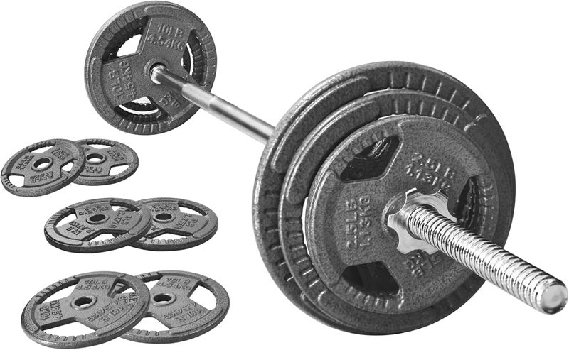 Fitvids 1 Inch Standard Barbell Weight Plates and Bar Set, 5 FT Barbell Bar and