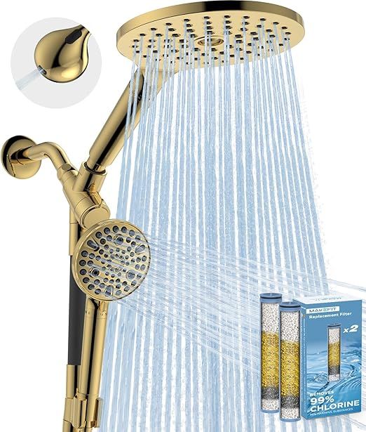 MakeFit Dual Filtered Rain Shower Head Combo, High Pressure Handheld Shower Head