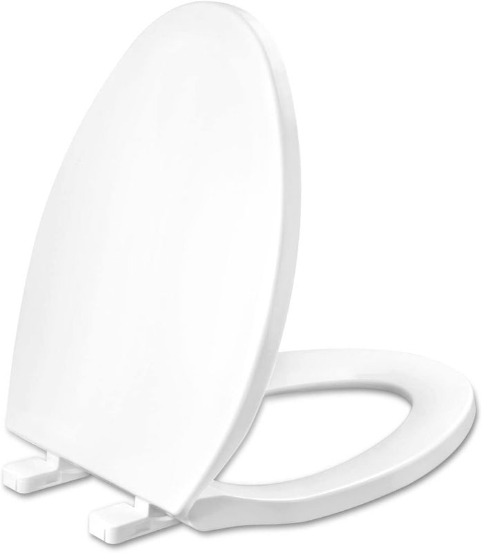 WSSROGY Toilet seat Elongated with Slow Close Hinges, Four Bumpers Never Loosen