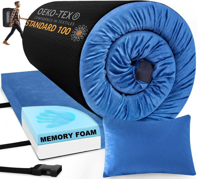 Aodisman Sleeping Pad,3-inch Thick Memory Foam Camping Mattress,Portable Roll-Up