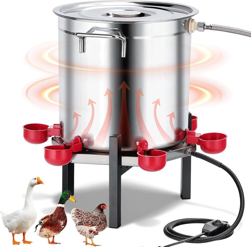 Heated Chicken Waterer 5 Gallon for Winter Automatic Chicken Water Bowl Heater