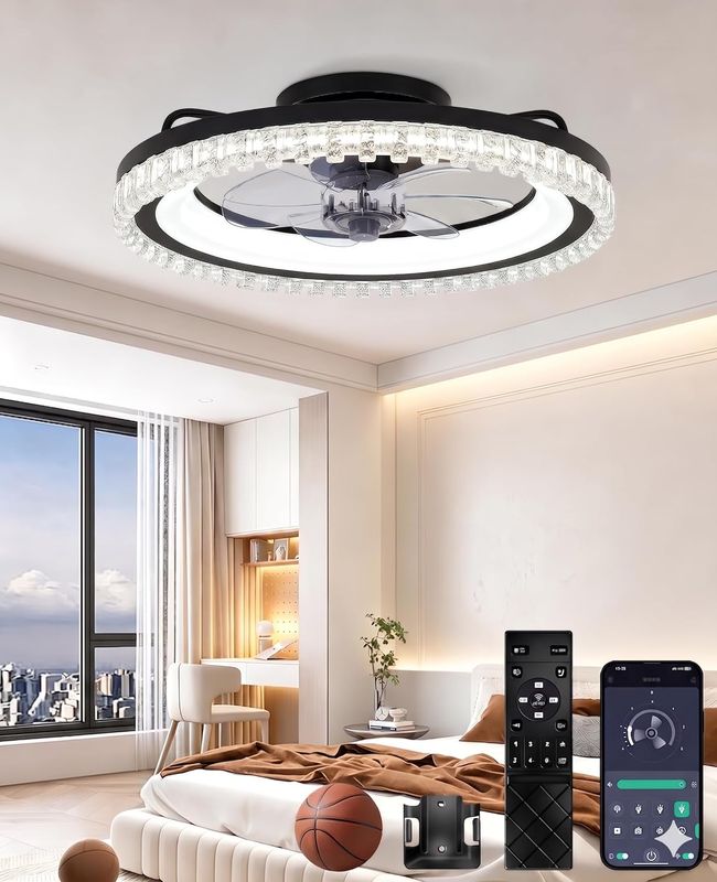 Gyradi Ceiling Fans with Lights and Remote - Low Profile Ceiling Fan, 3000-6500K