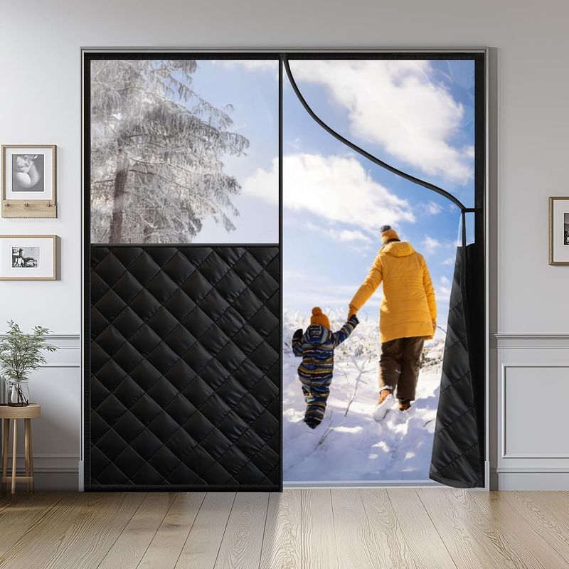 Magnetic Thermal Insulated Door Curtain for 72 inchx 80 inch Doors, Visible Door Cover